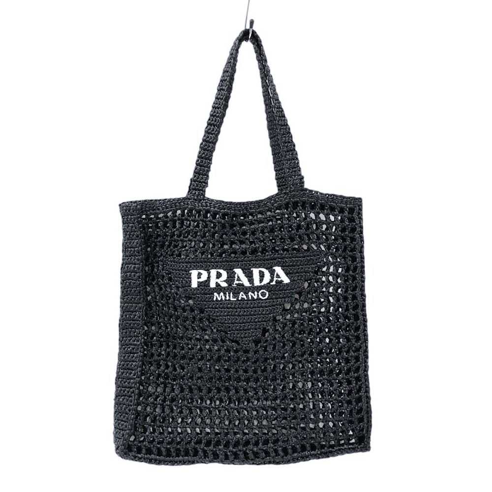 Prada Prada Raffia Tote Bag Black - image 1