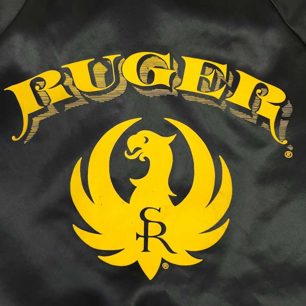 Vintage Ruger Satin Bomber Jacket Vintage 80s Fir… - image 4