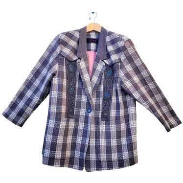 Designer Brown Jacket Tweed Wool Vintage Womens B… - image 1