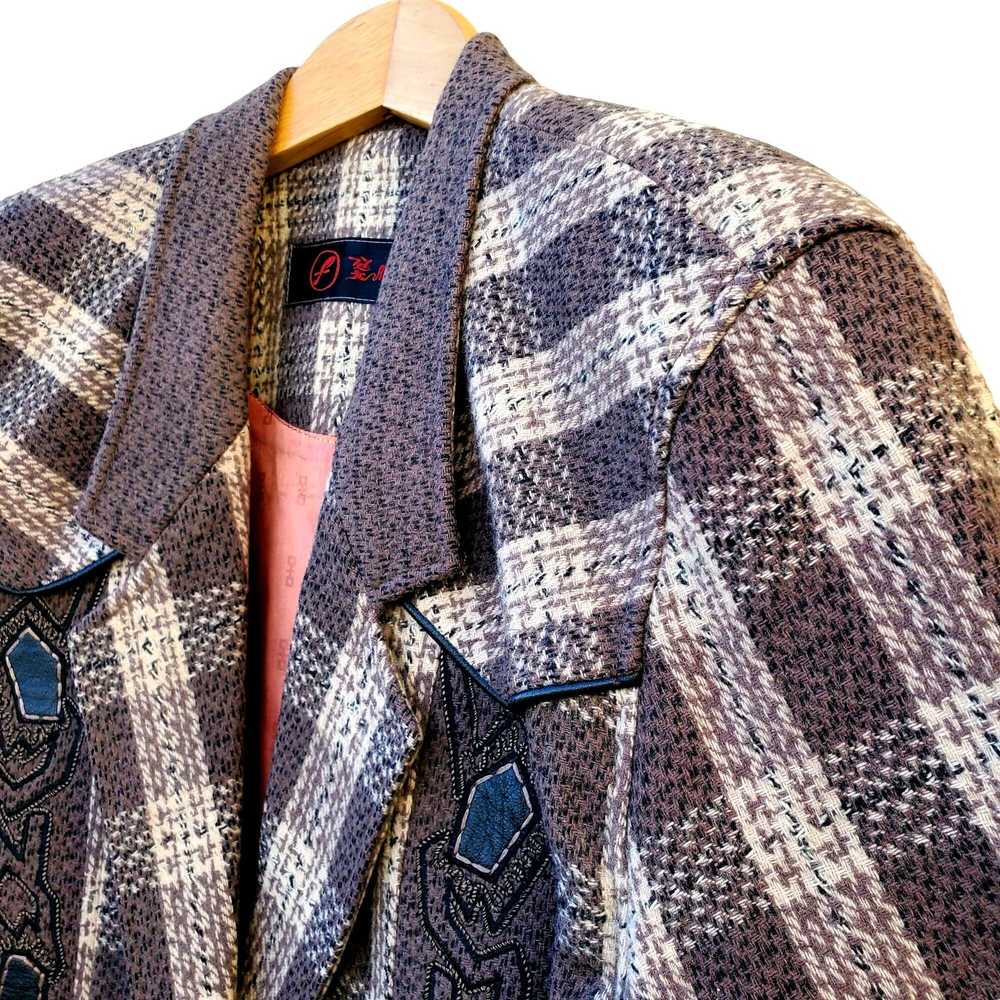 Designer Brown Jacket Tweed Wool Vintage Womens B… - image 2