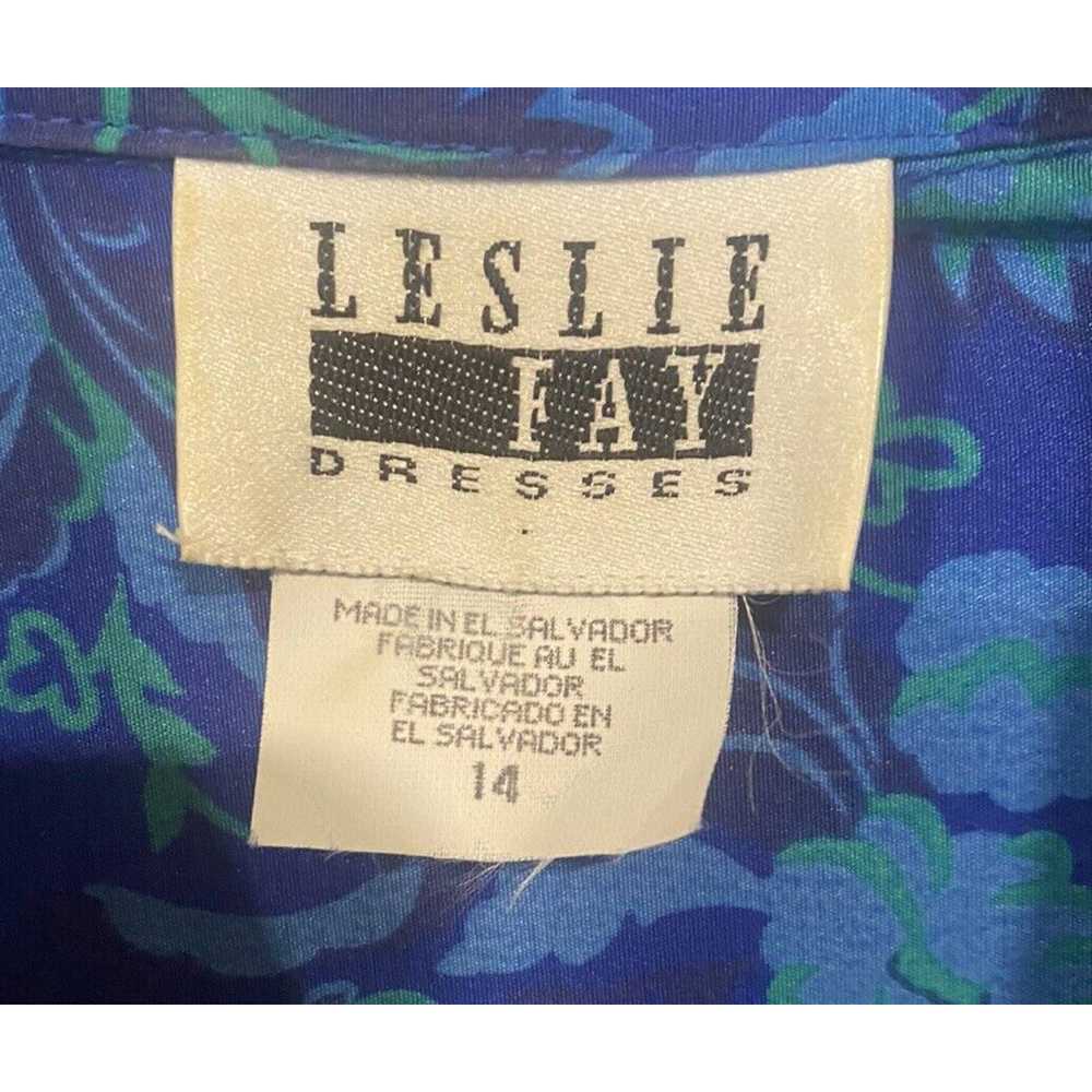 Unkwn Vintage Leslie Fay Large Blue Floral Cottag… - image 8