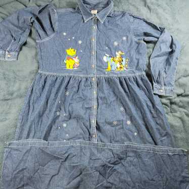 Disney Vintage Disney Denim Dress Womens 3X Blue … - image 1