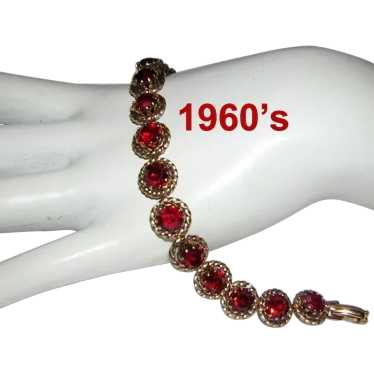 1960's RAVISHING Ruby Red Rhinestones & TEXTURED M