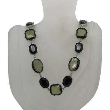 Signed HBR Vintage BOLD Green Glass Stone Necklac… - image 1