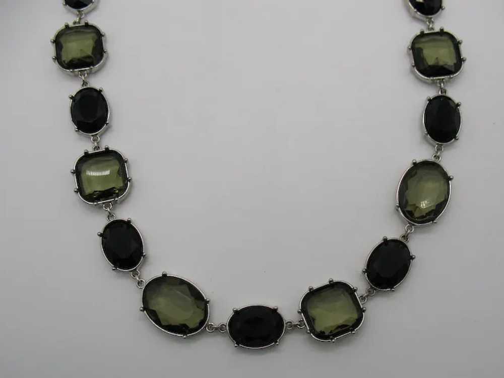 Signed HBR Vintage BOLD Green Glass Stone Necklac… - image 2