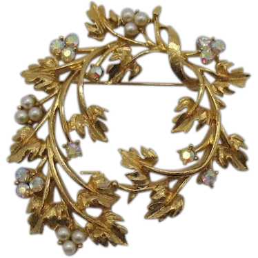 Sparkling Rhinestone Faux Pearl Bird’s Nest Vintag