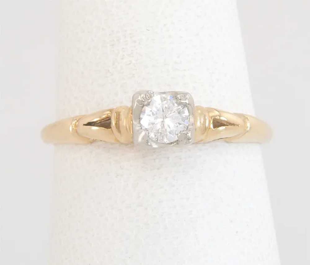 Antique .20ct Genuine Diamond 14K Two Tone Gold A… - image 2