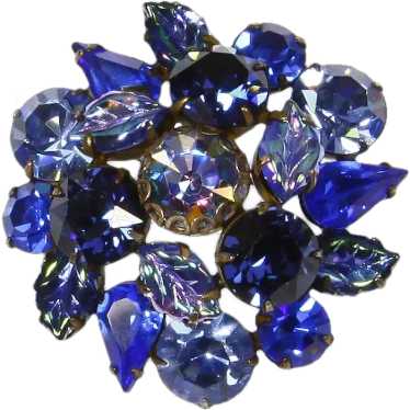 Regency Blue Iridized Leaf and faux Sapphire Domed