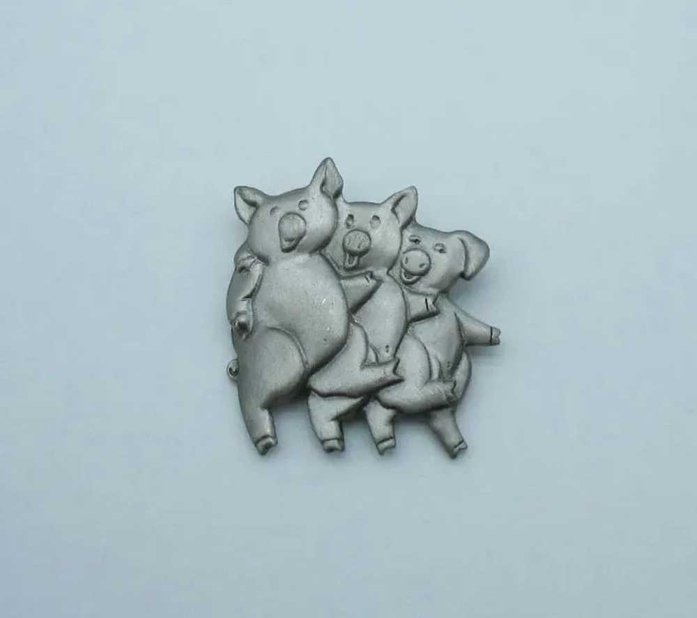 Signed Mali Figural Pewter Three Little Piggy’s V… - image 6