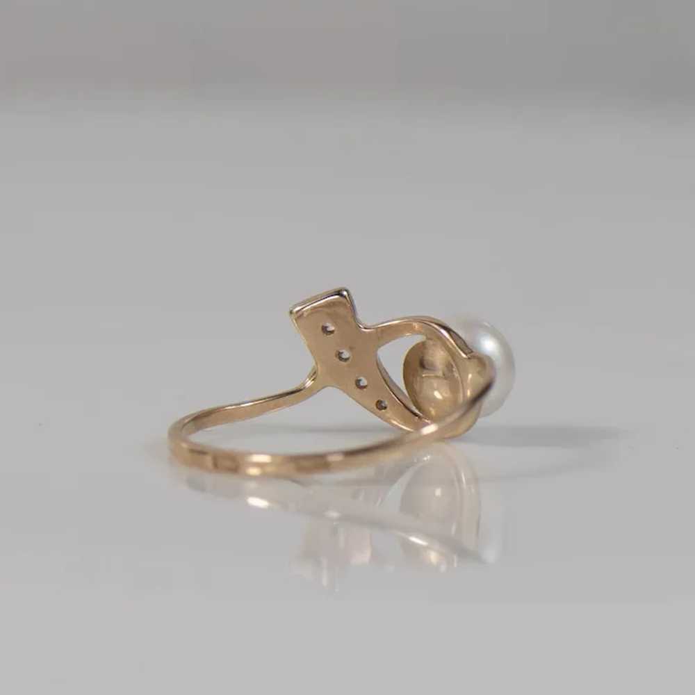 Pearl Ribbon With Diamond 14K Rose Gold Ring - image 3
