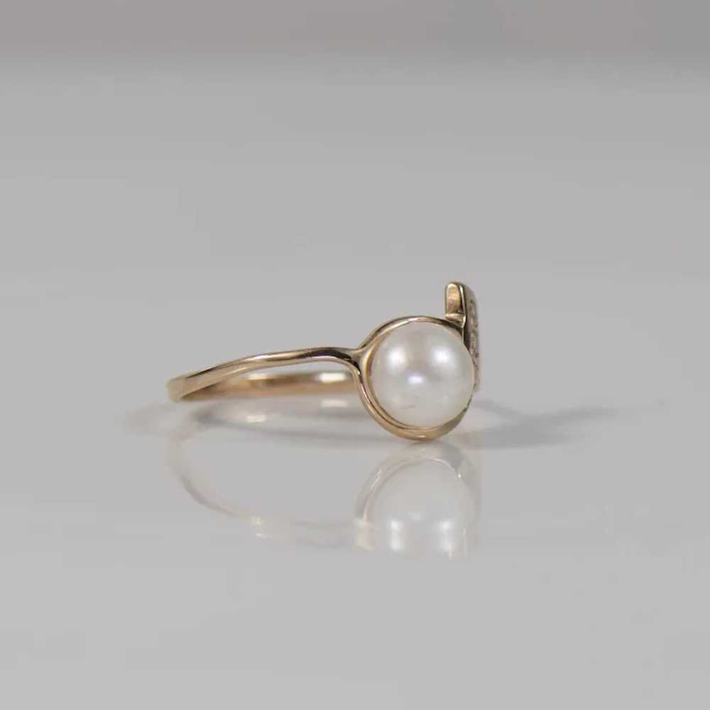 Pearl Ribbon With Diamond 14K Rose Gold Ring - image 7