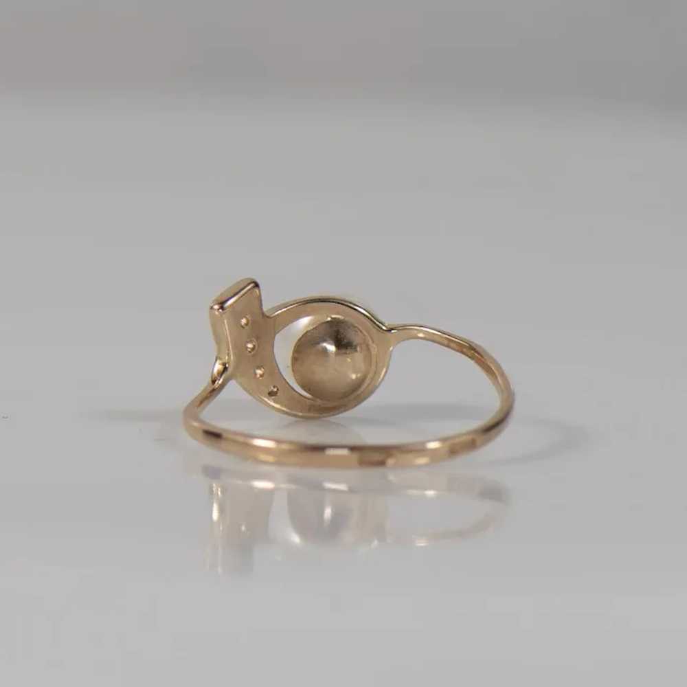 Pearl Ribbon With Diamond 14K Rose Gold Ring - image 9