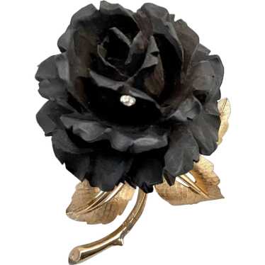 Vintage Boucher Carved Black Rose Brooch