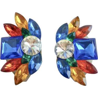 Bright, Festive, Crystal  Vintage Clip Back Earrin