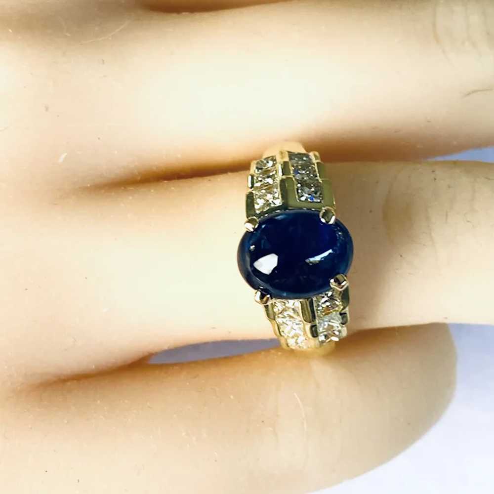Cabochon Sapphire 4.14 Carat Princess Diamonds 1.… - image 2
