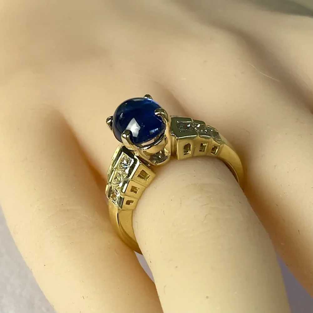Cabochon Sapphire 4.14 Carat Princess Diamonds 1.… - image 3