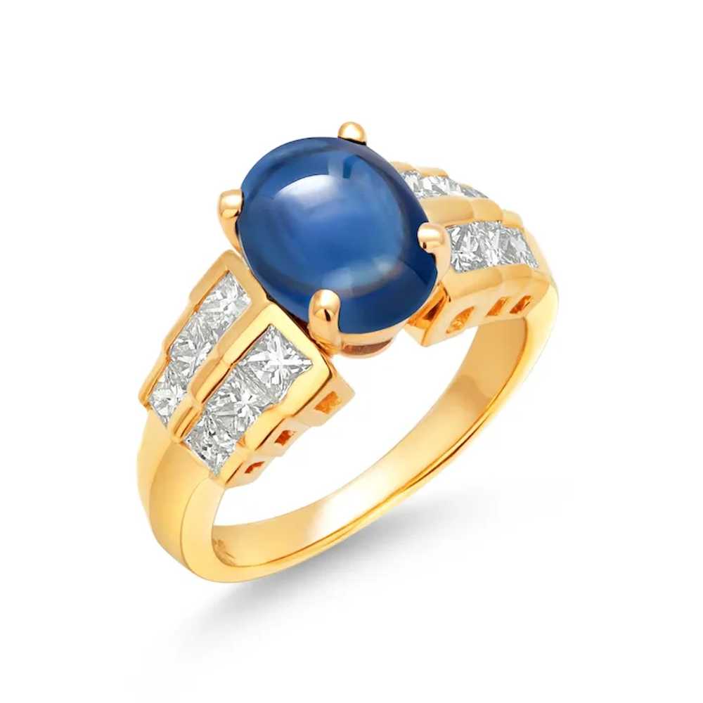 Cabochon Sapphire 4.14 Carat Princess Diamonds 1.… - image 4