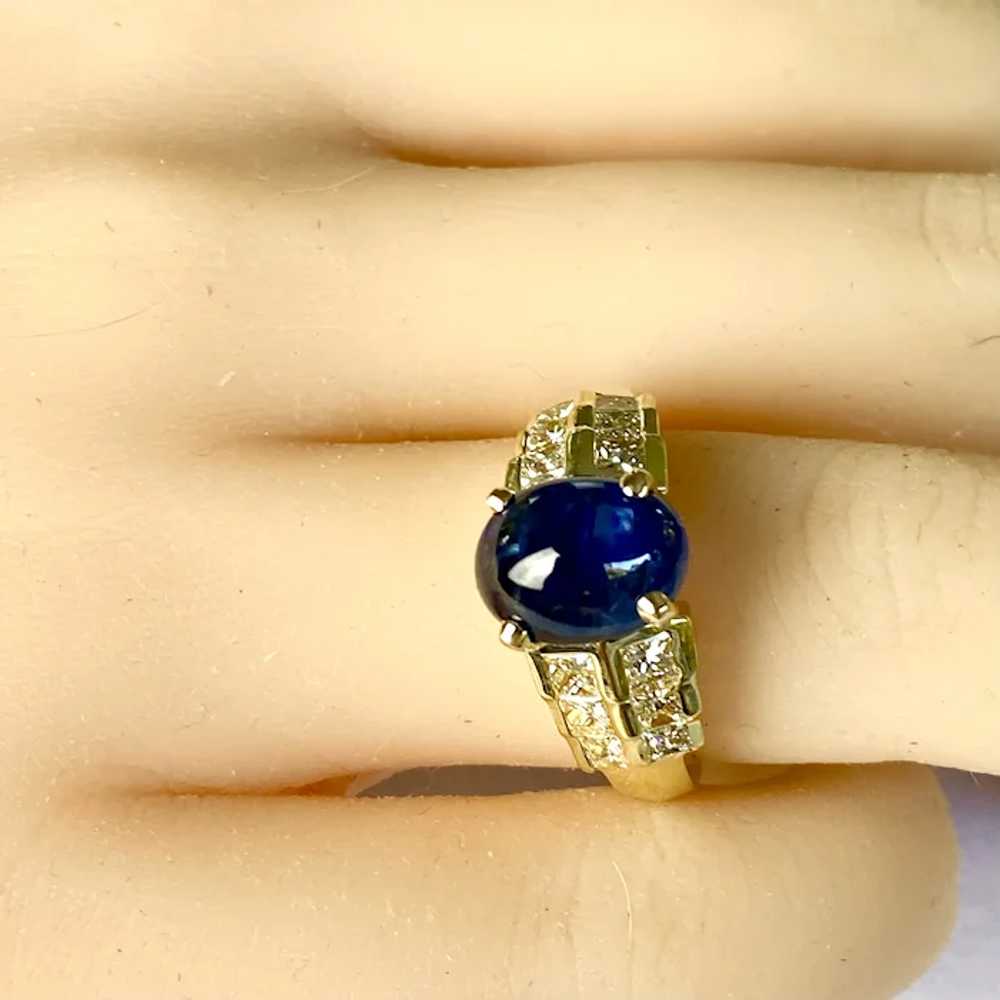 Cabochon Sapphire 4.14 Carat Princess Diamonds 1.… - image 6