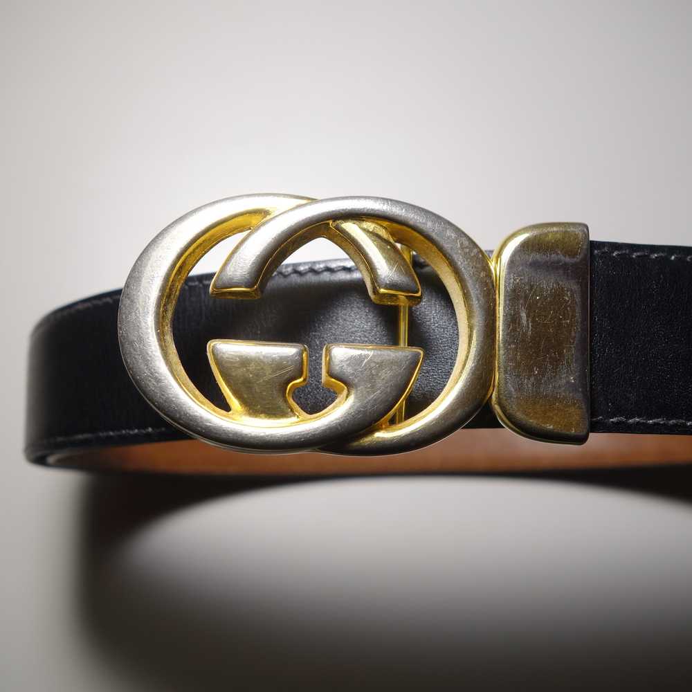 Gucci - Vintage Gucci GG buckle reversible thin l… - image 2