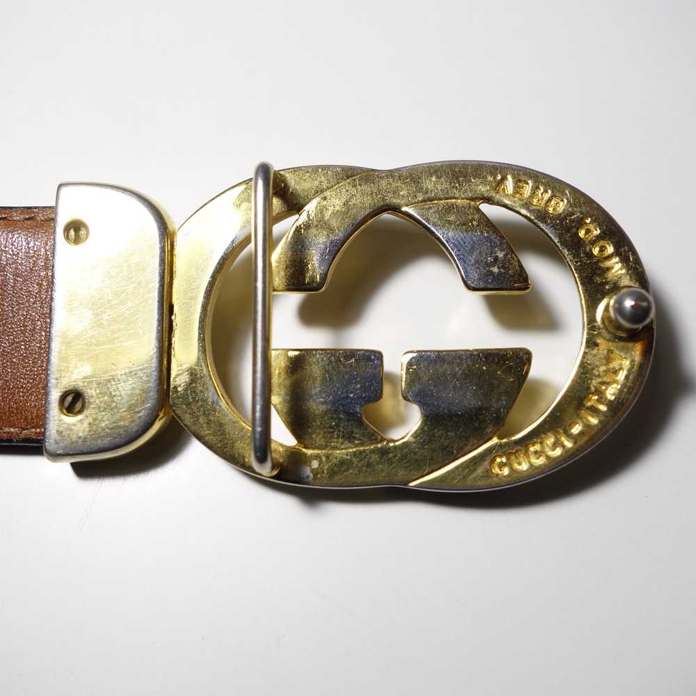 Gucci - Vintage Gucci GG buckle reversible thin l… - image 3