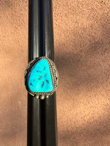 1950's Old Pawn Turquoise and Silver Fan Ring