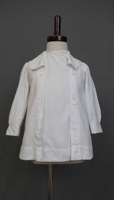Vintage 1920s Toddler Dress, White Linen, 24 inch 