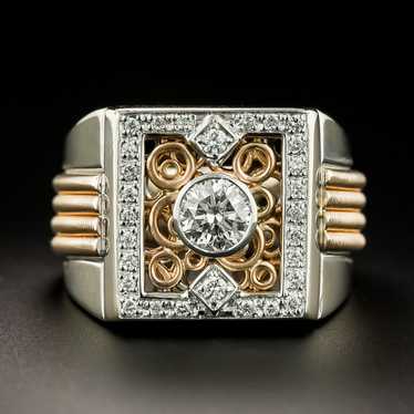 Estate .75 Carat Diamond Two-Tone Gold Ring, Italy - image 1