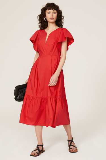 Marissa Webb Collective Red V-Neck Midi Dress