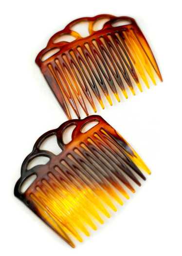 Two Vintage Celluloid Plastic Hair Combs - image 1