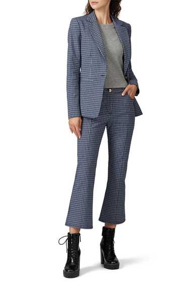 Derek Lam 10 Crosby Blue Check Cropped Flare Trou… - image 1