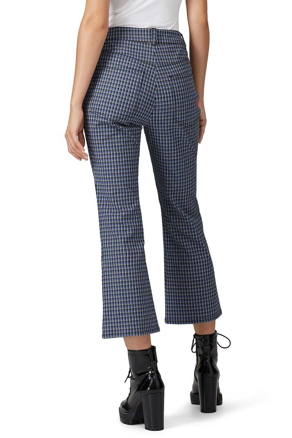 Derek Lam 10 Crosby Blue Check Cropped Flare Trou… - image 3