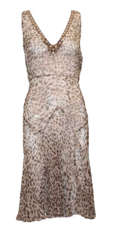 Blumarine Y2K Leopard Print Chiffon Slip Dress