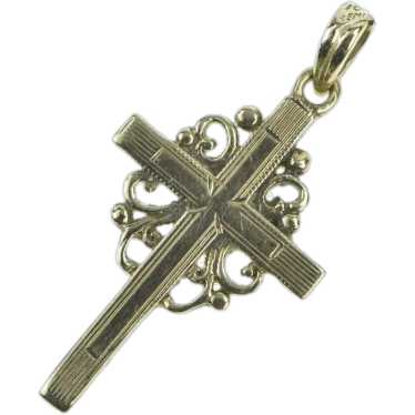 10K Vintage Cross Christian Faith Symbol Charm/Pe… - image 1