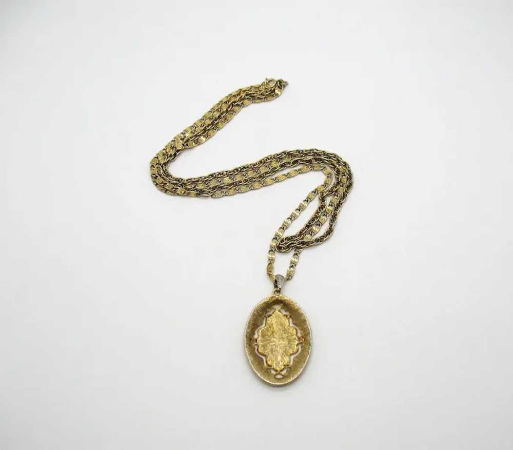 Nice Vintage Golden Medallion 45 Inch long Neckla… - image 4