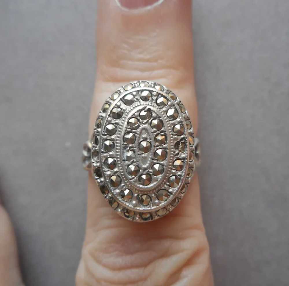 Art Deco Marcasite Sterling Silver Uncas Ring Vin… - image 8