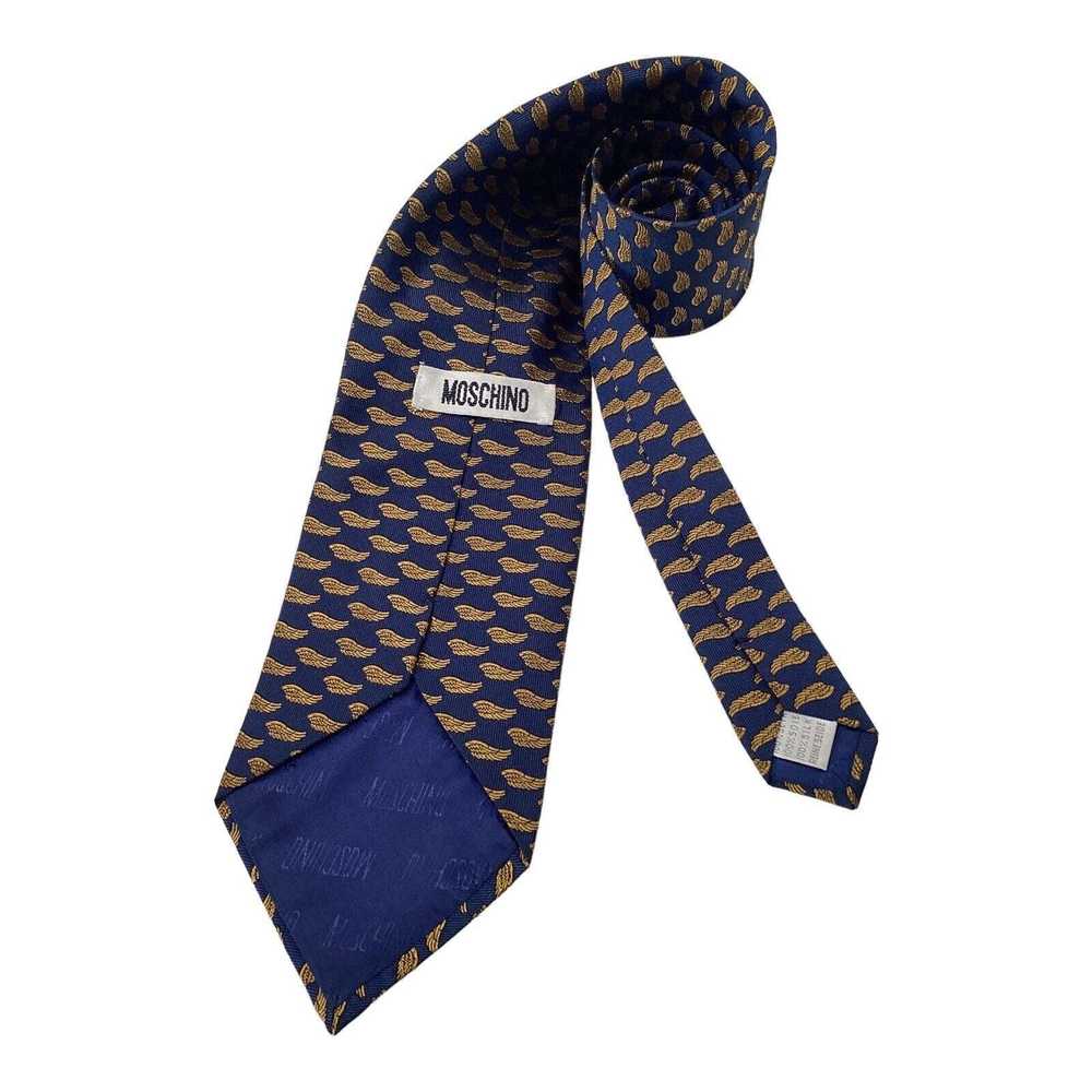 Moschino MOSCHINO Blue Wing Print Silk Tie Italy … - image 3