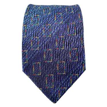 Missoni MISSONI Blue Geometric Silk Tie Italy 60"… - image 1