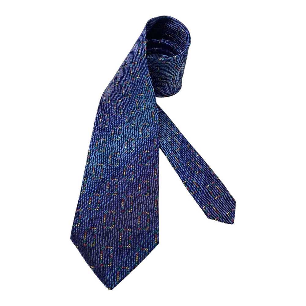 Missoni MISSONI Blue Geometric Silk Tie Italy 60"… - image 2