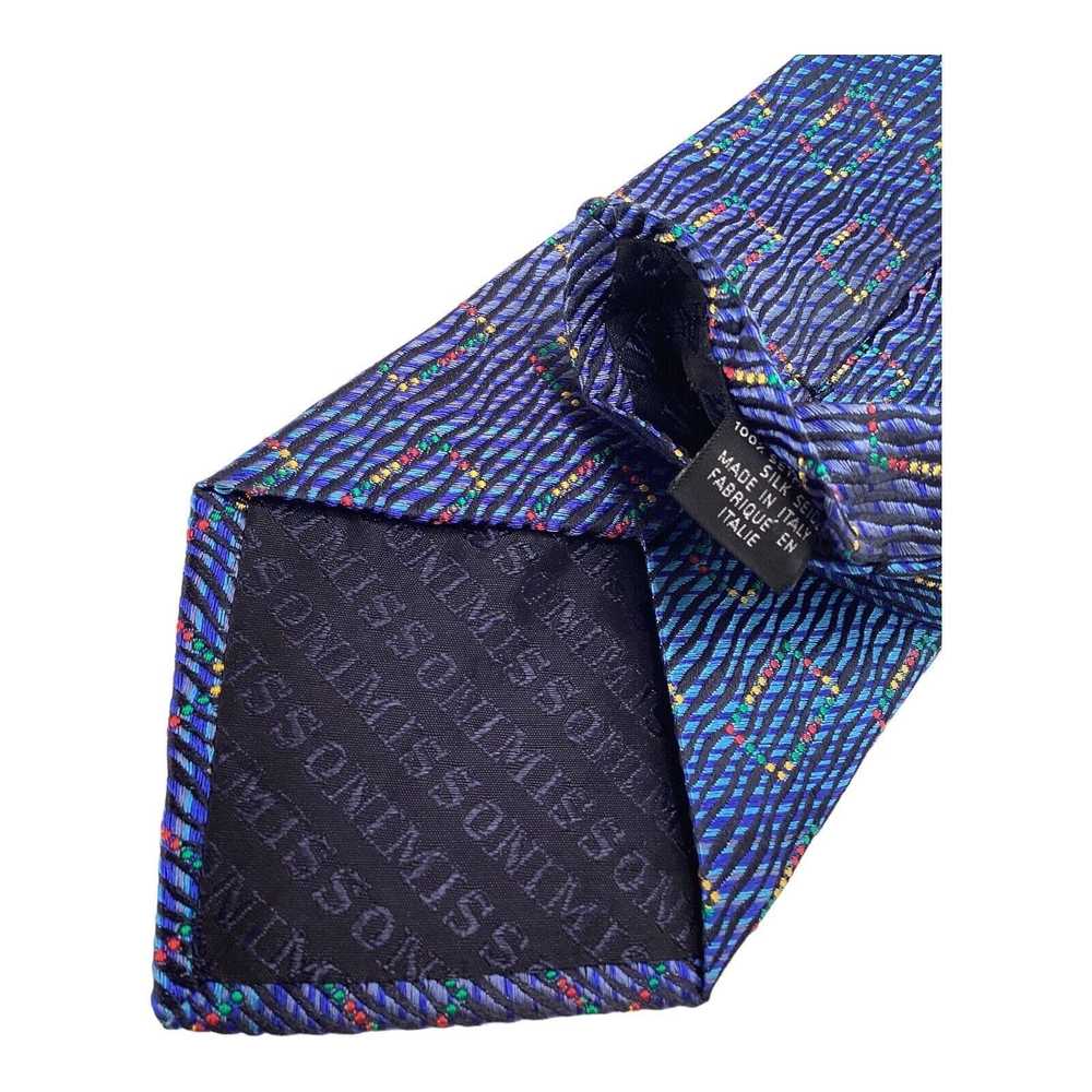 Missoni MISSONI Blue Geometric Silk Tie Italy 60"… - image 5