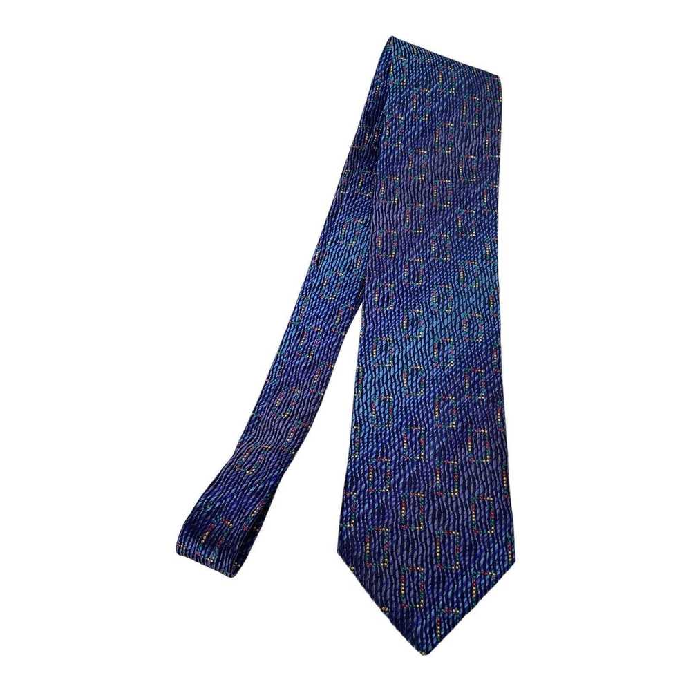 Missoni MISSONI Blue Geometric Silk Tie Italy 60"… - image 6