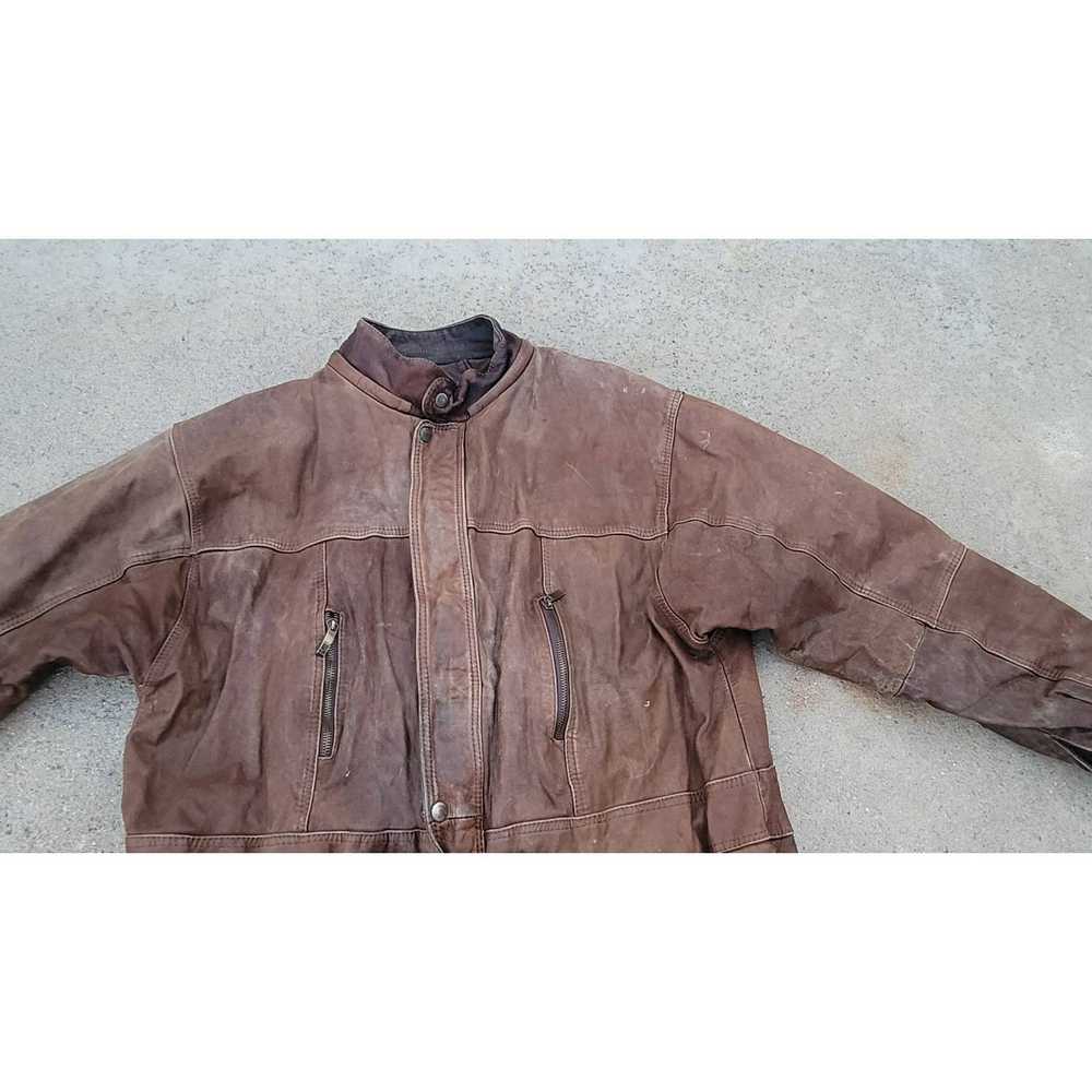 The Unbranded Brand Vtg Brown Leather Coat Jacket - image 2