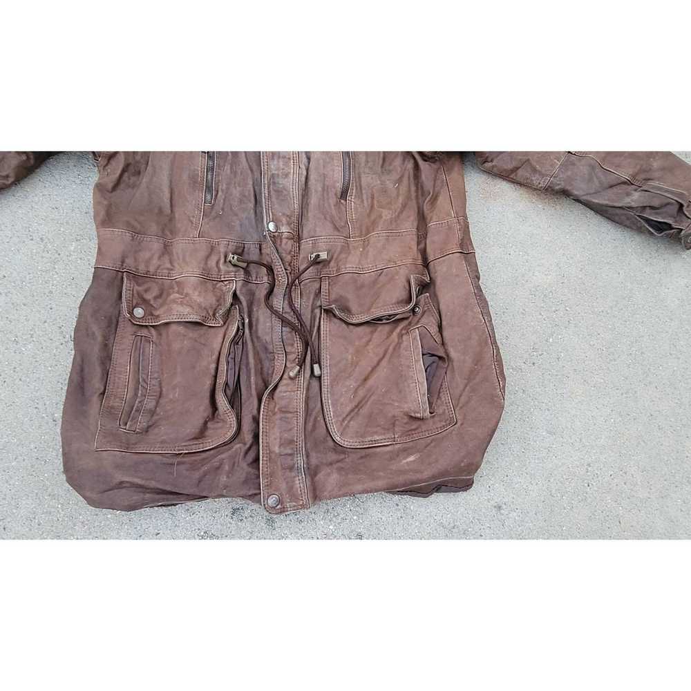 The Unbranded Brand Vtg Brown Leather Coat Jacket - image 3