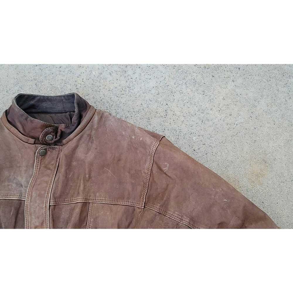 The Unbranded Brand Vtg Brown Leather Coat Jacket - image 4