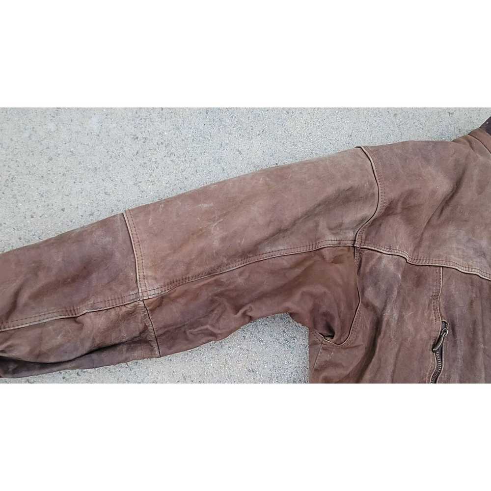 The Unbranded Brand Vtg Brown Leather Coat Jacket - image 5