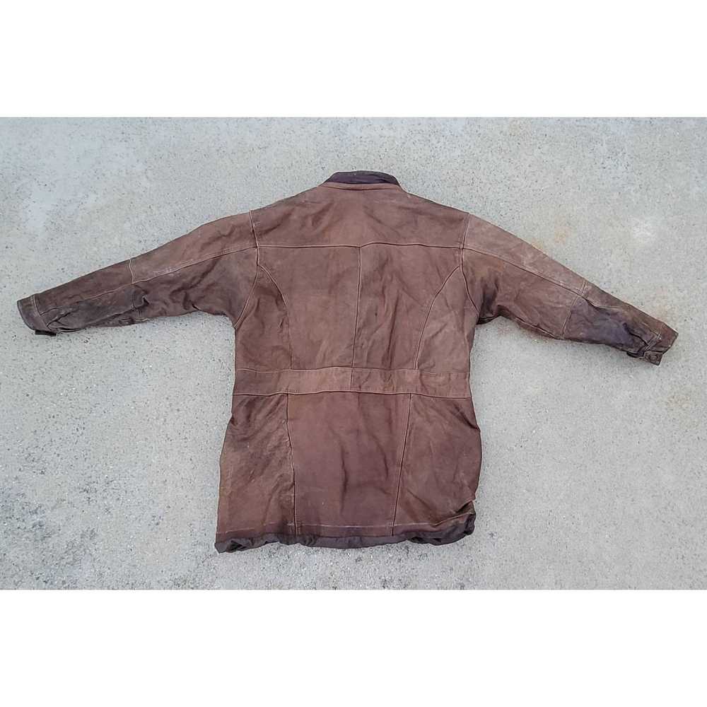 The Unbranded Brand Vtg Brown Leather Coat Jacket - image 6