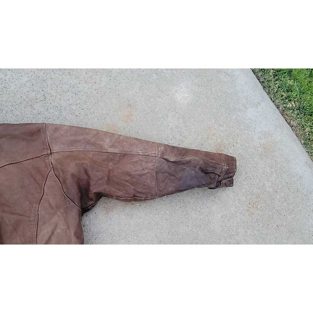 The Unbranded Brand Vtg Brown Leather Coat Jacket - image 7