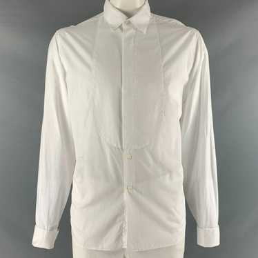 Valentino White Solid Cotton Tuxedo Long Sleeve Sh