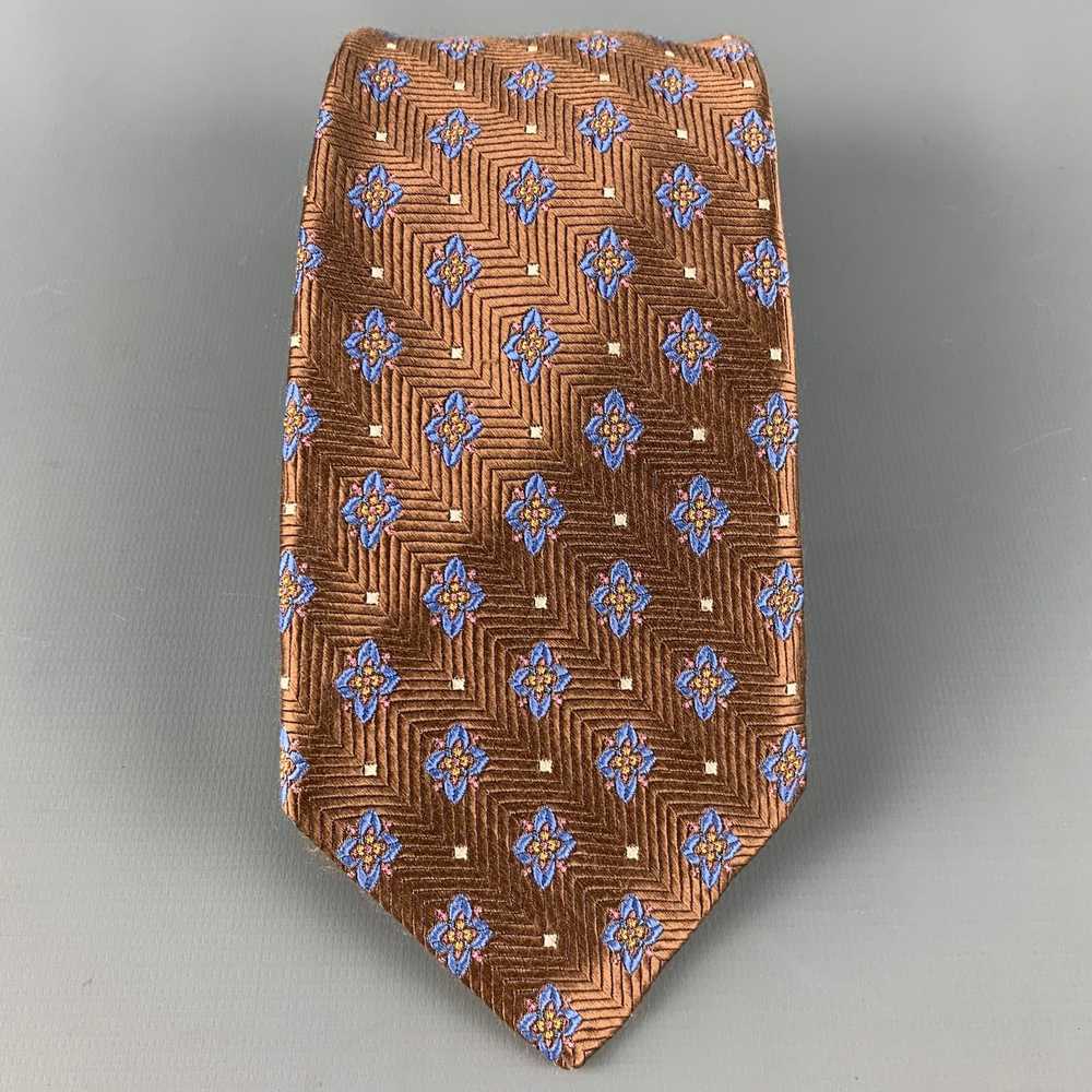 Robert Talbott Brown Blue Jacquard Silk Tie - image 1