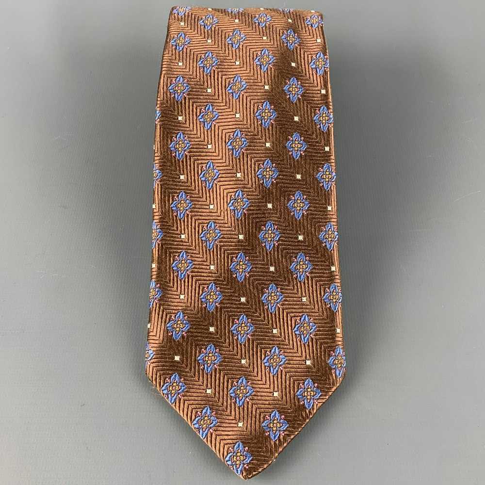 Robert Talbott Brown Blue Jacquard Silk Tie - image 2