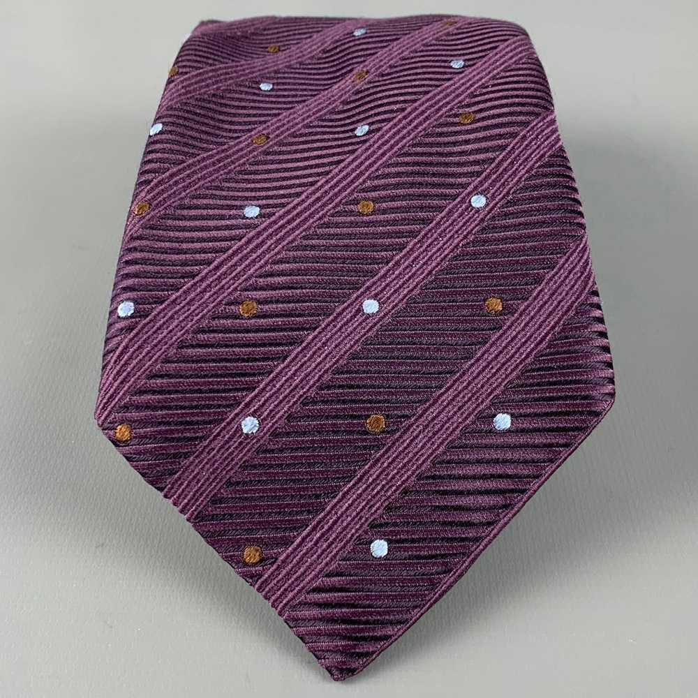 Canali Purple Ribbed Silk Tie - image 1